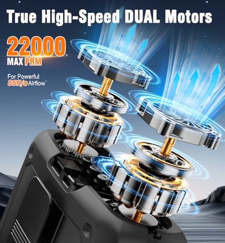 20000mAh Portable Personal Fan, 41Hours with True High Speed Dual Motors | Strong Airflow and Rechargeable Personal Fan, Neck Fans for Hands-Free, Wearable, Travel,Camping,Outdoor,Jobsite,Sports,Golf