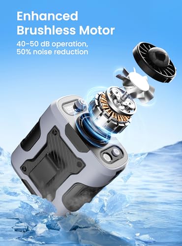 Koonie Waist Clip-on Fan for Shirt, 100 Levels of Speeds, 24H Work Time | Portable Wearable Belt Personal Cooling Fan, Rechargeable Battery, Under-shirt Fan for Outdoor Work, Travel