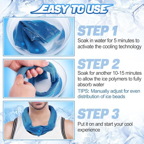 Acostop 3 Pcs Breathable Soft Cooling Neck Wraps with Ice Polymer | Long Lasting Neck Coolers for Summer Heat, Men Women Cooling Towels for Hot Weather Sports Gym Workout Outdoor Works