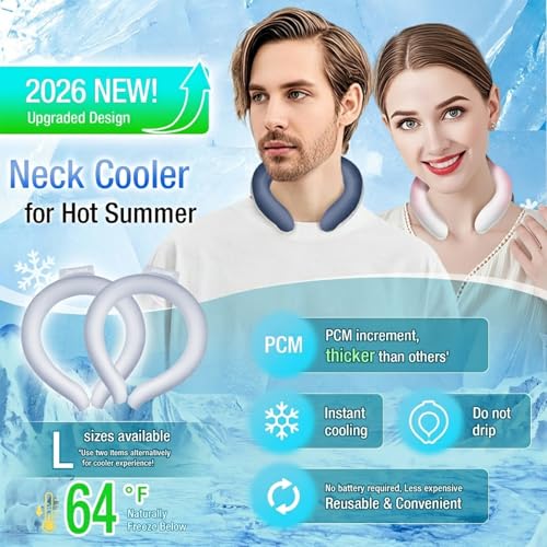 Ice Ring Neck Cooler 70% Gel Increase Neck Cooling Tube Wearable Body Cooling Products for Summer Heat Outdoor Indoor Activities Relief for Hot Flashes(Gradient Blue,L)