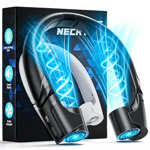 Mavax ChillGo Portable Neck Fan - 8000mAh Personal Wearable Fan, 9000 RPM Direct-flow 4X Powerful 360° Airflow Cooling Fan, Max 16H, 4 Speeds, LED Display, Great Gifts for Men Women - 5th Gen Black
