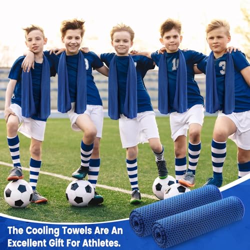 Hosuly 6 Pack Cooling Towels 40"x12" Ice Towel Cooling Neck Wraps Soft Breathable Chilly Stay Cool in Summer for Sports Yoga Golf Gym Activities (Dark Blue)