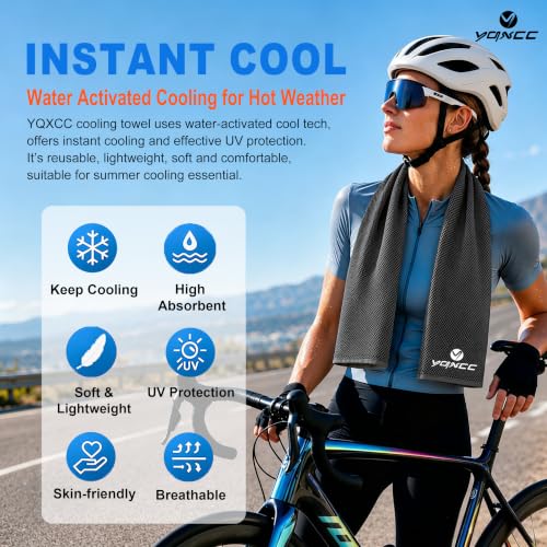 YQXCC 4 Pack Cooling Towels (40"x12"), Ice Cool for Neck & Face | Soft Breathable Microfiber, Instant Cool Sports Towel for Gym, Yoga, Golf, Running, Camping, Outdoor Activities & Hot Weather