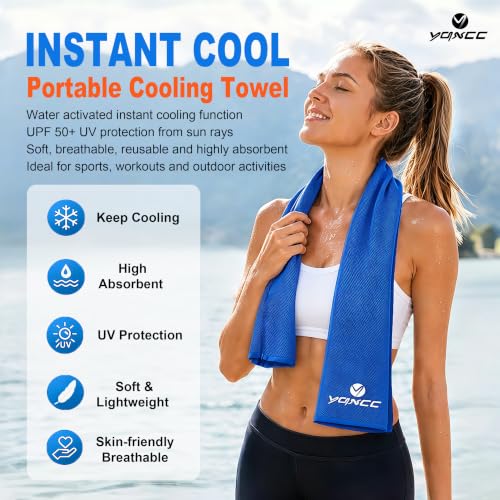 YQXCC 4 Pack Cooling Towels (47"x12"), Ice Cool Towels for Neck & Face | Soft Breathable Microfiber, Instant Cooling Neck Wraps, Ideal for Yoga, Golf, Gym, Running, Camping & Hot Weather