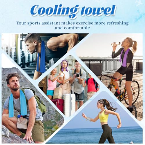 Cooling Towels for Neck and Face, 5 Pack Soft Microfiber Gym Towel（40" X 12", Breathable Cooling Towels for Hot Weather, Gym Yoga Sports Workout Sweat Towels for Men Women Kids (Z)