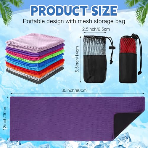 Peryiter 20 Pack Cooling Towels Bulk for Neck and Face Cooling Towel for Hot Weather Quick Dry Sweat Towel Soft Breath Portable with 20 Storage Bags for Gym Yoga Athletes Sports Fitness