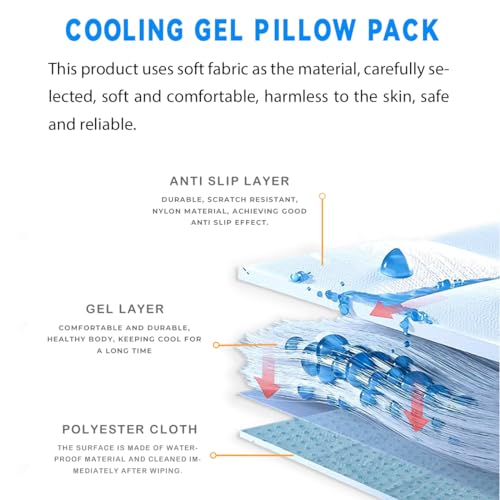 Cooling Pad Mat for Pillow - Cold Injuries Relief, Perfect for Night Sweats, Migraines, Fevers, Hot Flashes - Reusable (Blue)