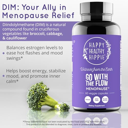 Happy Healthy Hippie Menopause Support for Women, DIM & Probiotics, 60 Ct | Estrogen Supplement for Women - Hot Flashes & Night Sweats - 10 Billion CFU Probiotic with Dong Quai, 30 Servings