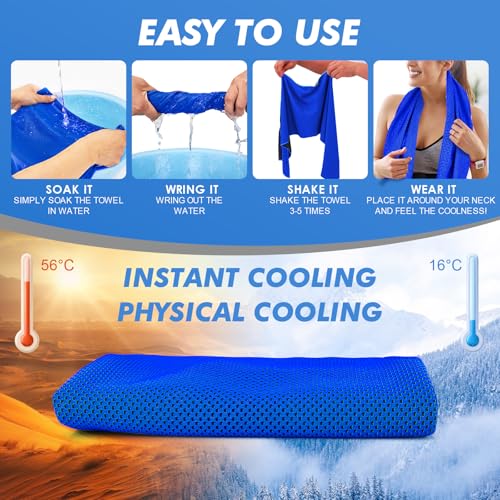 CSITE 4 Pack Cooling Towels (47"x12") for Neck and Face, Ice Towel for Hot Weather, Soft Breathable Chilly Gym Towels, Microfiber Towel for Work Out, Yoga, Running, Camping & More Activities