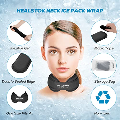 Neck Ice Pack Wrap, Reusable Cold/Hot Gel for Neck Pain, Black | Cervical Ice Pack, Compress Ice Packs for Injuries Reusable Therapy Adjustable Gel Migraine Ice Head Wrap for Neck Pressure