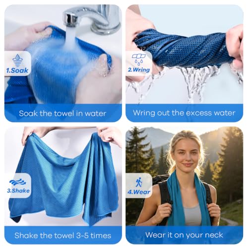 4 Pack Cooling Towels for Neck and Face(40"x12"), Cooling Neck Wraps, Ice Towel for Hot Weather, Soft Breathable Gym Towel, Cool Towel for Workout, Camping, Yoga, Sport, Running