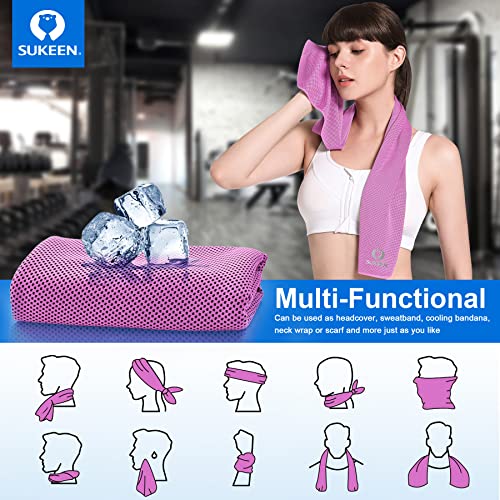 Sukeen 4 Pack Cooling Towels for Hot Weather 40"x12", Gym Towels for Men and Women, Soft Breathable Workout Towels for Yoga, Running, Sport, & More