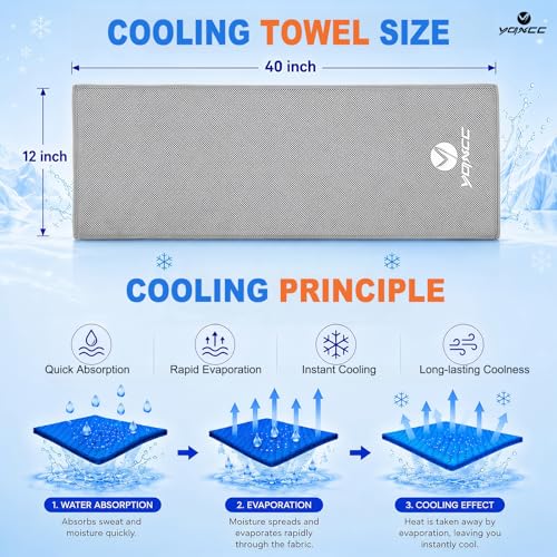 YQXCC 4 Pack Cooling Towels (40"x12"), Ice Cool for Neck & Face | Soft Breathable Microfiber, Instant Cool Sports Towel for Gym, Yoga, Golf, Running, Camping, Outdoor Activities & Hot Weather