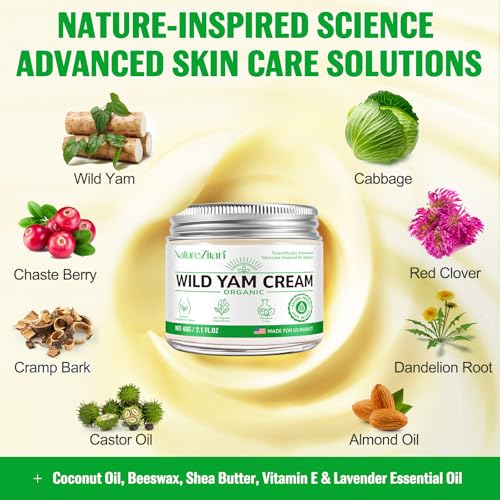 NATURE ZIRAN Wild Yam Cream - Wild yam Cream - Suitable for Relieving Symptoms During Periods of Physical Change - for All Skin Types 2.1floz