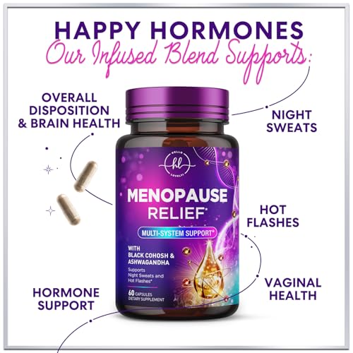 Menopause Supplements for Women - Complete Hot Flash Night Sweats & Menopause Relief Pills, Probiotics with Dong Quai & Black Cohosh for Vaginal, Digestive Support - 60 Capsules