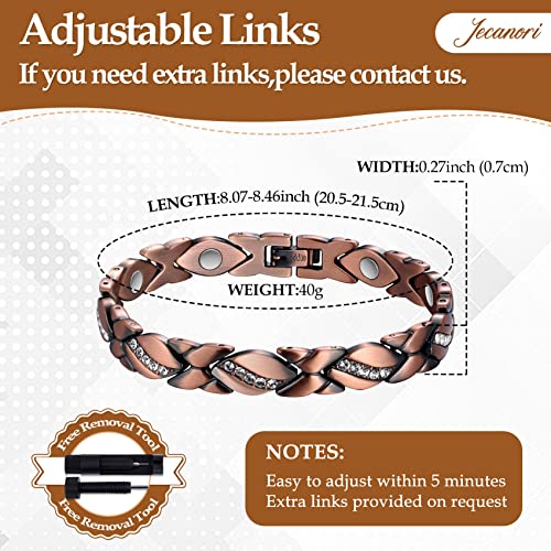 Pure Copper Bracelets for Women,Ultra Magnetic Bracelets for Women with 3500 Gauss Magnets,Crystal Valentine's Day Jewelry Gift, Sizing Tool | 3500 Gauss Magnets,Valentine's Day Jewelry Gift, Free Sizing Tool