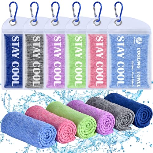 Cooling Towels - 6 Pack Cooling Towel (40"x12"), Ice Gym Towels for Working Out, Microfiber Cooling Towels for Neck and Face, Yoga Towel for Home Gym, Workout & More Activities