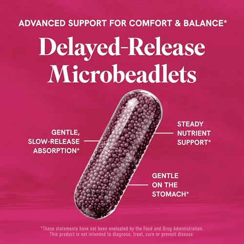 Menopause Vitamins Beadlets, Hot Flashes Night Sweats and Mood Support | With Black Cohosh Red Clover & More, Menopause Supplements for Women with Dong Quai Chaste Tree Berry & DIM, 30 Capsules