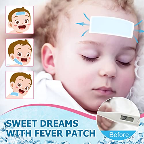 20 Sheets Fever Patches for Kids - Hot Weather Cooling Gel Patches for Adults - Headache Patches - Forehead Fever Cool Pads