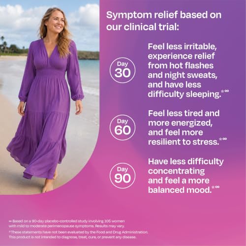 Amberen Perimenopause Supplement, Multi-Symptom Relief, 30 Day Supply | Clinically Proven, Helps Relieve Hot Flashes, Night Sweats, Difficulty Sleeping, Irritability, Drug & Hormone Free
