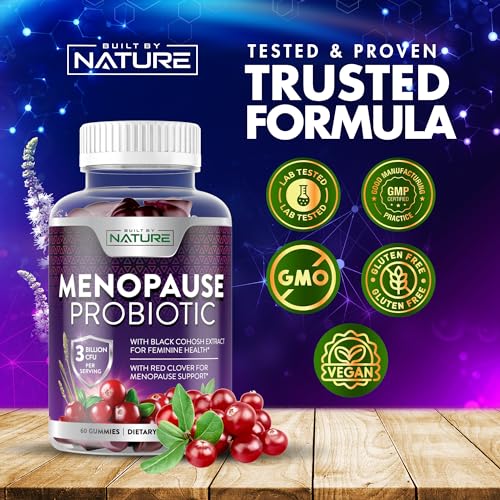 Menopause Supplements for Women - Menopause Probiotic Gummy - Women’s Menopause Relief for Hot Flashes, Night Sweats & Mood Swings with Black Cohosh & Cranberry - Non-GMO, Vegan - 60 Gummies