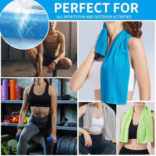 Puomue 5'li Soğutucu Havlu Seti, 40 İnç x 12 İnç, Yoga, Spor, Koşu, Egzersiz, Spor Salonu, Kamp ve Fitness için Nefes Alabilen Yumuşak Serinletici Mikrofiber Havlu, Çok Renkli