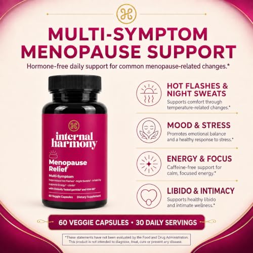 Menopause Relief for Women Reduces Hot Flashes 60 Count | Black Cohosh, Genivida & Ashwagandha Vitamin B6 B12 Relieve Night Sweats & Stress, Mood & Energy Support, Libido Boost 30 SVG