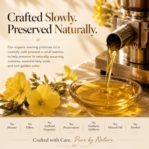 LILIVITE Evening Primrose Oil, Cold Pressed, Unrefined, USA Grown, 4 fl oz