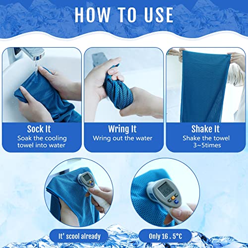 Hosuly 50 Pack Cooling Towels, 40"x12" Yoga Towels Ice Breathable Soft Chilly Sweat Rag Microfiber Workout Rags for Neck and Face for Gym Golf Sport Running(Light Blue)