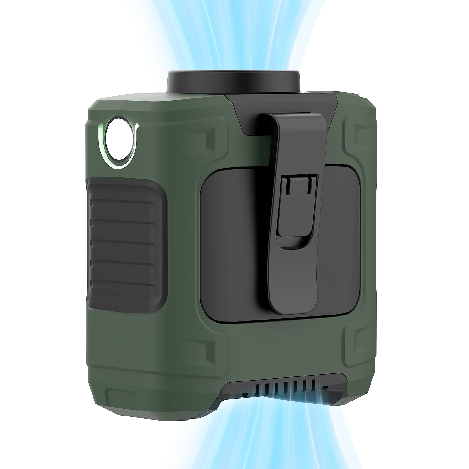 LOUISWARE Portable Waist Fan 10000mAh Rechargeable Waist Clip Fan 18000RPM With Max 12H Working Time 3-speed adjustment with LED flashlight Portable Fan for Outdoor Jobsite and etc