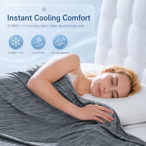 Cooling Blanket for Hot Sleepers, Summer Blanket Keep Cool for Night Sweats | Queen Size 90"x90" Breathable Soft Thin Cold Blankets for Bed Couch Sofa, (Dark Gray)