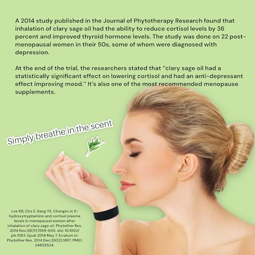 AcuBalance Cooling Hot Flash Bracelet for Menopause | Night Sweats & Sleep Aid, Emotional Support, Acupressure Wristband, Knit Elastic Slip-On Band, Clary Sage Aromatherapy