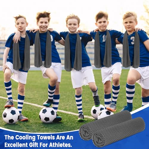 Hosuly 30 Pack Cooling Towels 40"x12" Cooling Neck Wraps Soft Breathable Chilly Towel Ice Towels Microfiber Workout Towel for Yoga Sport Running Workout Gym Camping Fitness Activities(Dark Gray)