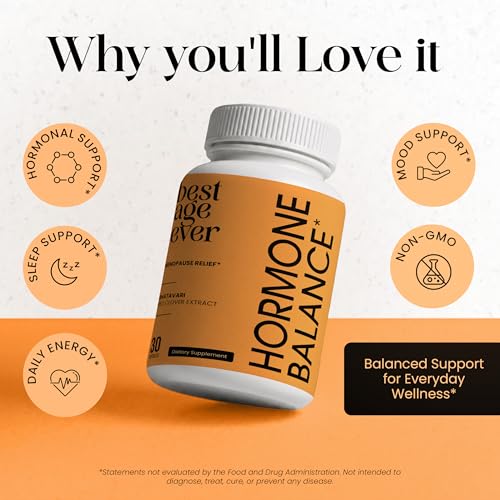 Hormone Balance from Best Age Ever, Menopause Relief Supplement with Shatavari, Red Clover, DIM, and Calcium D-Glucarate, Daily Support for Hot Flashes and Night Sweats