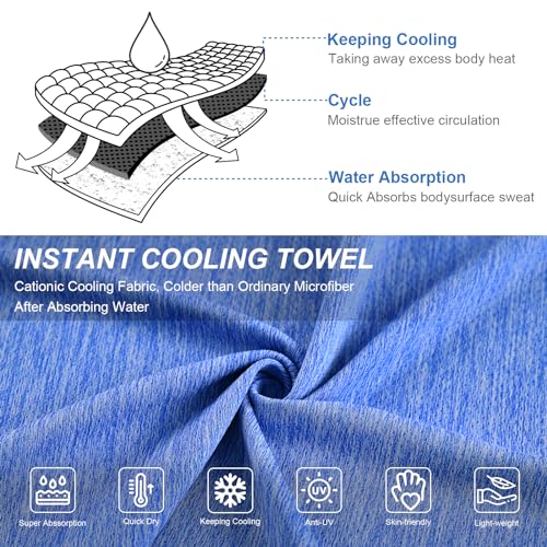 Cooling Towels - 6 Pack Cooling Towel (40"x12"), Ice Gym Towels for Working Out, Microfiber Cooling Towels for Neck and Face, Yoga Towel for Home Gym, Workout & More Activities