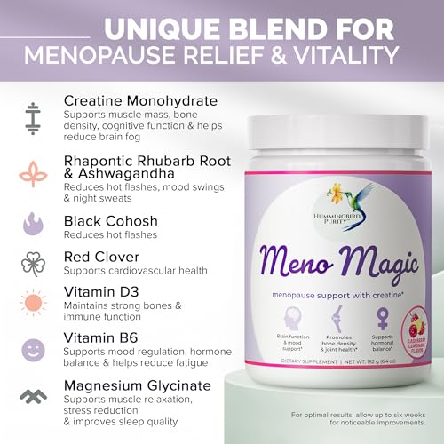 Meno Magic Menopause Support Drink Mix | 8-in-1 Hormone Balance for Hot Flashes, Night Sweats, Mood | Creatine + Herbal & Vitamin Blend | Energy, Metabolism, Muscle Support | 30 Servings