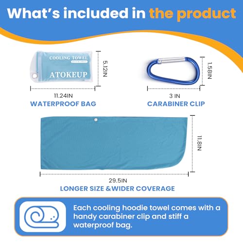 3 Pack Cooling Hoodie Towels for Neck and Face, Ice Towels for Hot Weather | UPF 50 Sun Protection & Instant Cooling, Soft Breathable Towel for Sport, Work Out, Gym, Camping & More Activities
