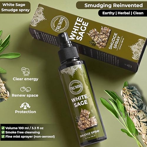 White Sage Spray for Spiritual Cleansing Negative Energy and Protection - Smudge Spray Made with Natural Non Toxic Sage Essential Oil - Salvia Blanca para Limpiar