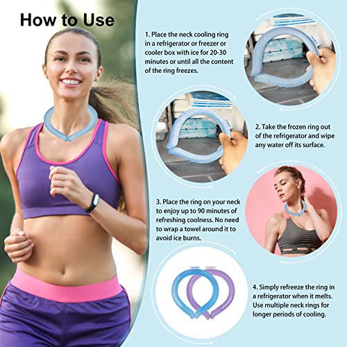 Neck Cooling Tube Reusable Ice Cooler Ring, Blue | Instant Cooling below 15°C (59°F), Portable Neck Wrap, Summer Outdoor & Indoor Use, Heat Relief & Comfort
