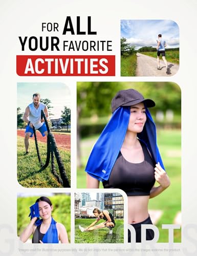 Instant Cooling Towel Neck & Face - Sweat Rag Neck Wraps Gym Workout | 40x12 Inch, Evaporative Cooling, Wet Wring Snap Activation, Lightweight, UPF 40+, Outdoor Adventures