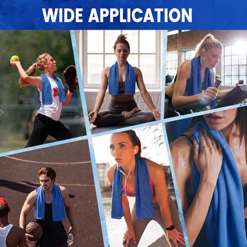 Hosuly 6 Pack Cooling Towels 40"x12" Ice Towel Cooling Neck Wraps Soft Breathable Chilly Stay Cool in Summer for Sports Yoga Golf Gym Activities (Dark Blue)