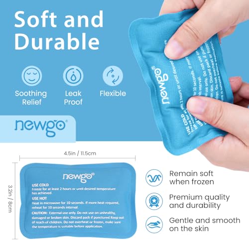 NEWGO Mini Ice Packs, Reusable Cold Gel for Pain Relief, 6 Pack | 4.5”x3.2“, Soothes Face Surgery, Tooth Pain, Tired Eyes, Headaches, Breastfeeding Discomfort, and Kid's Boo Boos