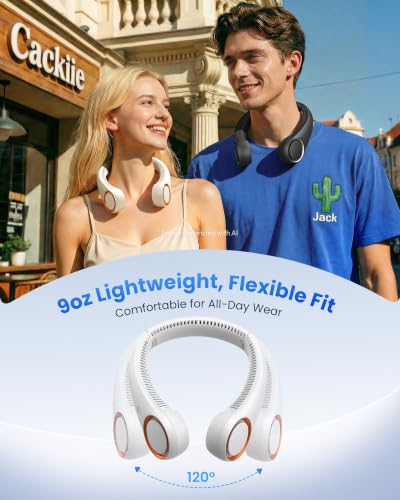 Gaiatop Portable Neck Fan Rechargeable, Hands-Free Cooling, 23.5hrs Runtime | Battery Powered Personal Wearable Fan, Summer Outdoor Travel Essentials, Birthday Gifts for Women Men Teens, White