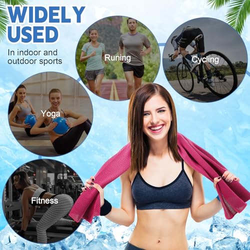 Peryiter 20 Pack Bulk Cooling Towels for Neck and Face Ice Towel Quick Drying Sweat Towels Breathable Portable Yoga Towels with Storage Lanyard Bottle for Fitness Yoga 10 Colors (39 x12 Inches)