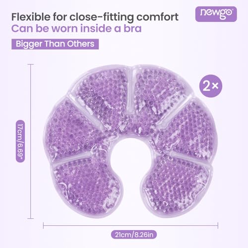 NEWGO Breast Ice Pack, Hot/Cold Therapy for Nursing & Engorgement, 2 Pack | Double-sided Material, Reusable Ice Pack for Breastfeeding, and Post-surgery Comfort, Soothing Relief