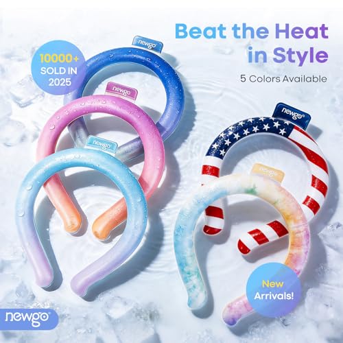NEWGO Neck Cooling Tube, Neck Cooler for Summer, Blue Purple Mix,1 Pack | Hands-free Wearable Cooling, Reusable Ice Ring for Gardening, Menopause Hot Flashes, and Outdoor Sports
