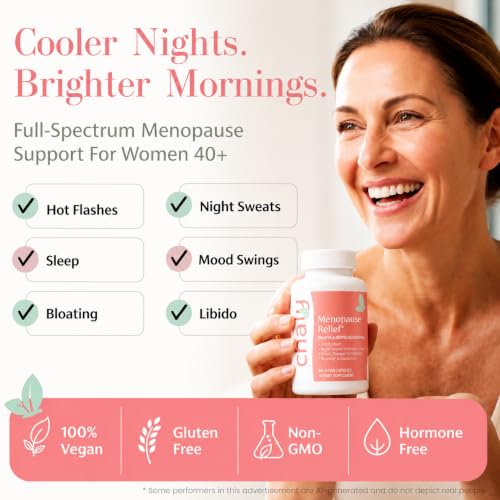 Chaly Perimenopause & Menopause Supplement for Women – Non-Hormonal Hormone Balance for Hot Flashes, Mood & Libido – KSM-66 Ashwagandha, Affron Saffron – Clean Label Project Certified, Vegan, 60 Ct