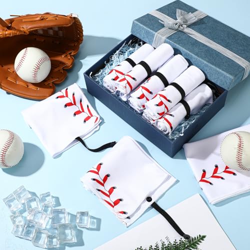 HunnmingRe 12 Pcs Mini Baseball Cooling Towel with Snap Loop, 30" x 9" Cooling Towel for Neck and Face Breathable Chilly, Microfiber Sport Rags for Baseball Team Gift, Cold Sweat Rag for Sport