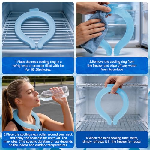 Neck Cooling Tube - Reusable Ice Neck Cooler, Wearable Cooling Neck Wrap for Personal Cooling Relief, PCM Cooling Device for Hot Flashes, Summer Heat, Outdoor Sports, Work & Travel(Blue)