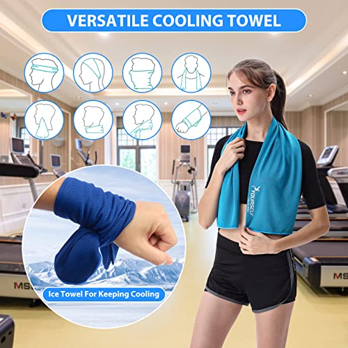 SYOURSELF Cooling Towel for Instant Relief Cool Bowling Fitness Yoga Towel-40 x12 Use as Cooling Neck Headband Bandana Scarf,Stay Cool for Travel Camping Golf Football &Outdoor Sport(Dark Blue)